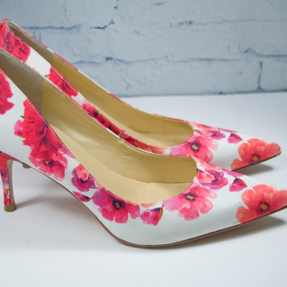 ✅Ivanka Trump Boni Fuchsia Floral High Heels